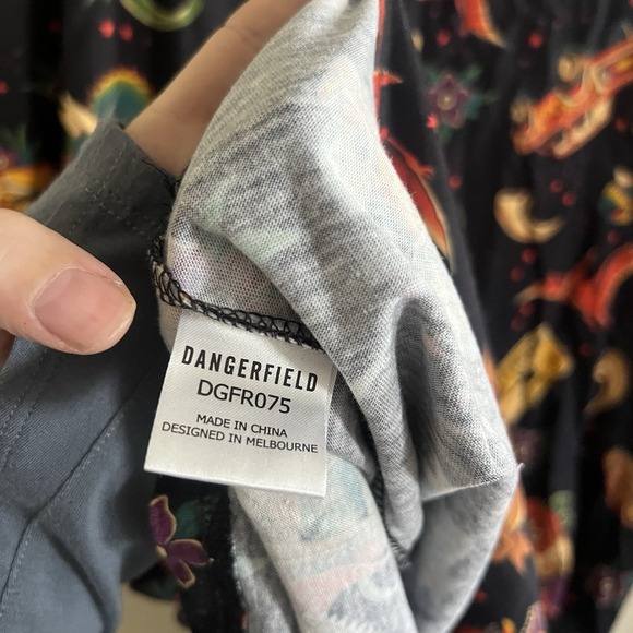 Dangerfield Dinosaur Dress Size 18 Tattoo Print Shirt Dress Length Cap Sleeve - Picture 7 of 7